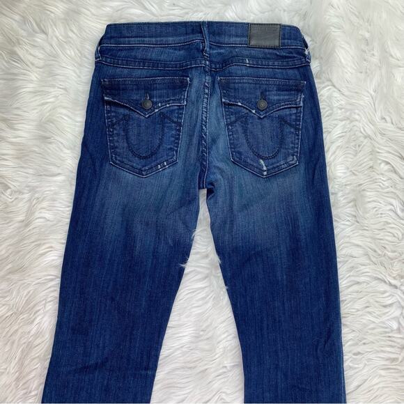 True Religion Women's Becca Midrise Bootcut Blue Size 26 Distressed - Picture 10 of 14